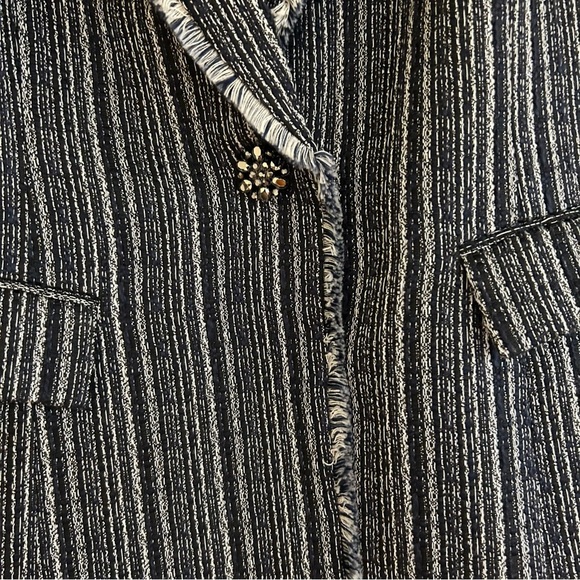 CHICO’S Metallic Thread Tweed Striped Jacket - Picture 6 of 14